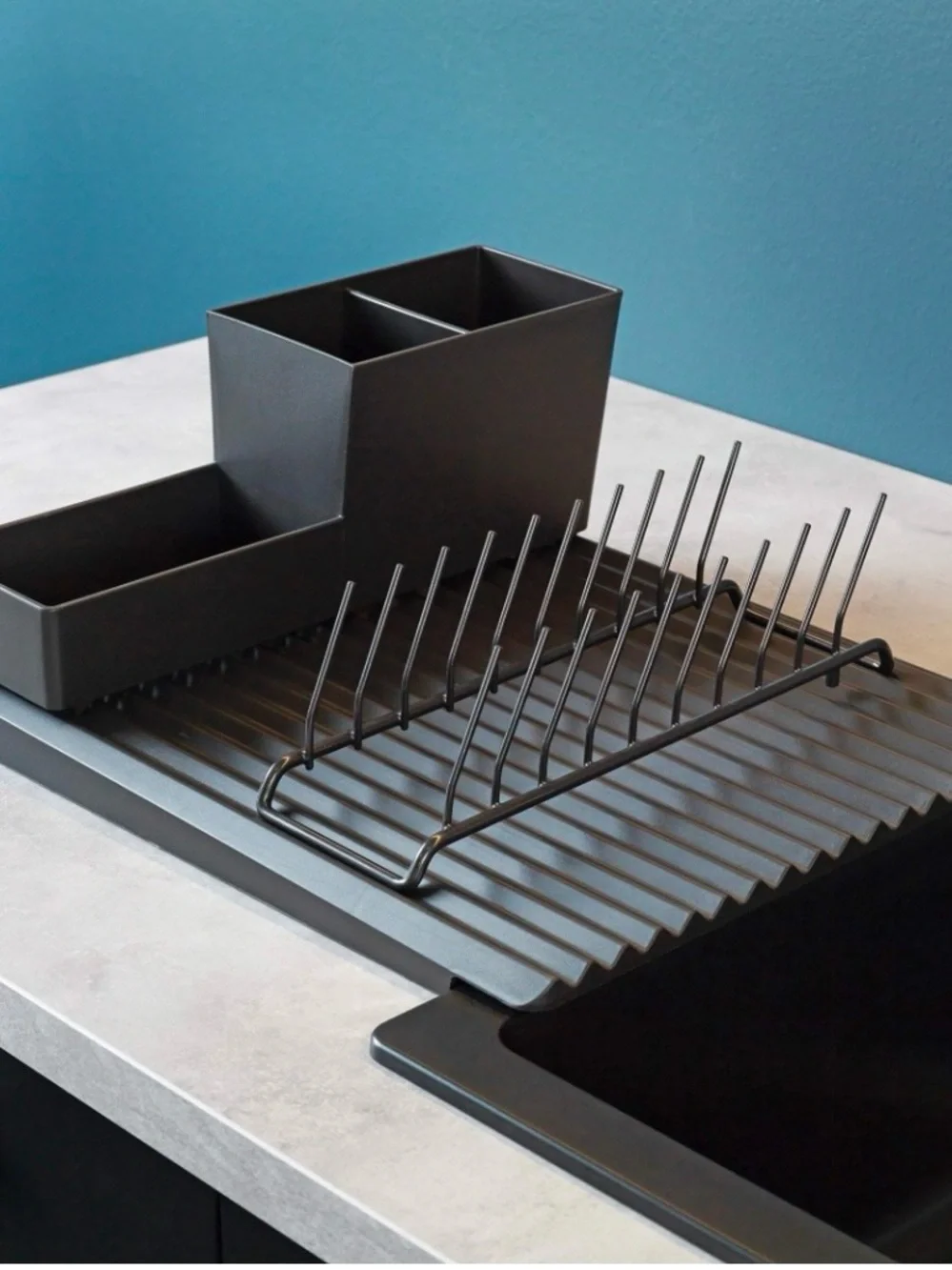NWT IKEA RINNIG Black Plastic Utensil Organizing Sink Rack for Accessories